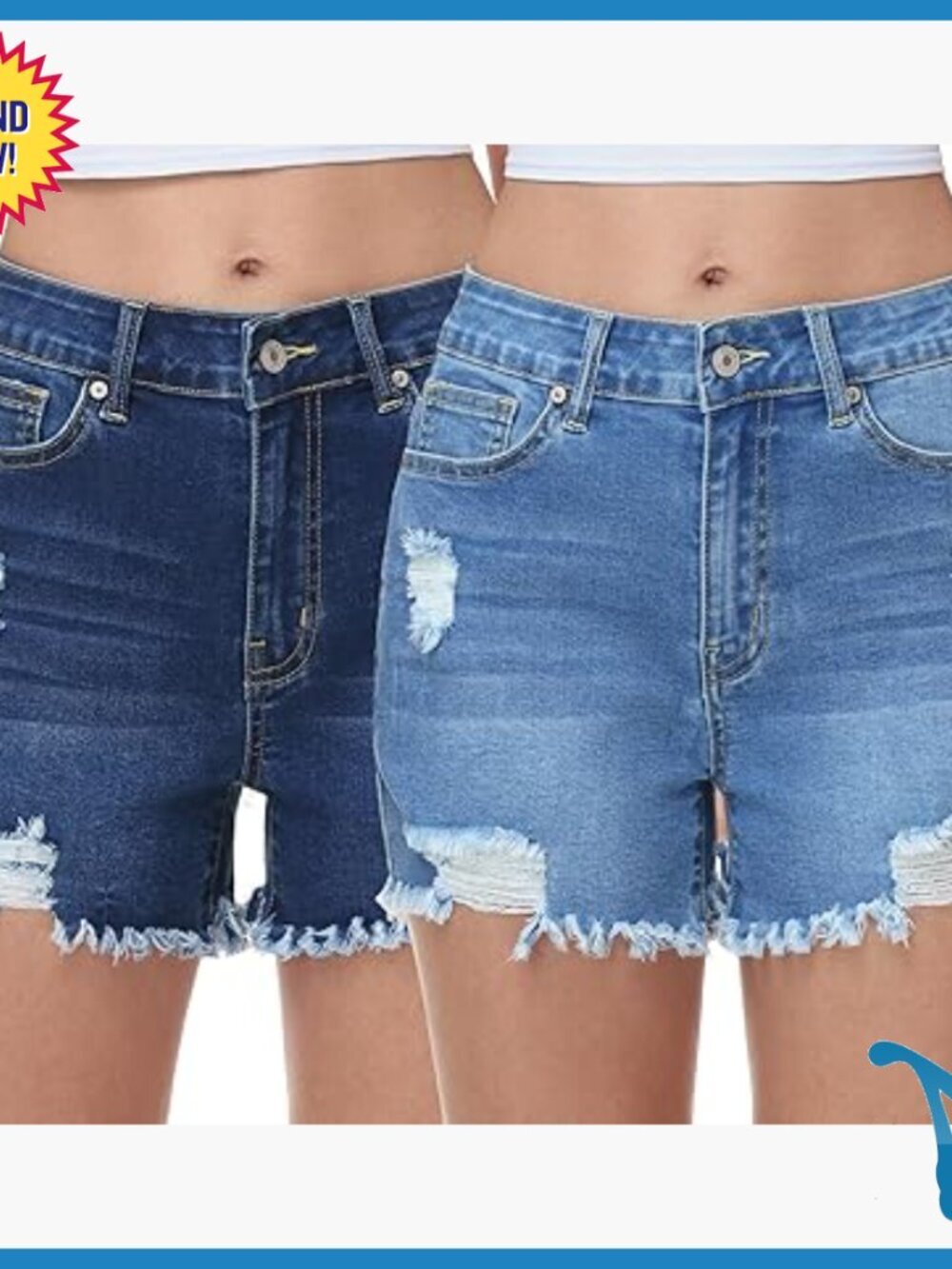 High Waisted Denim Shorts Ripped Frayed Hem Casual Summer Jean Shorts